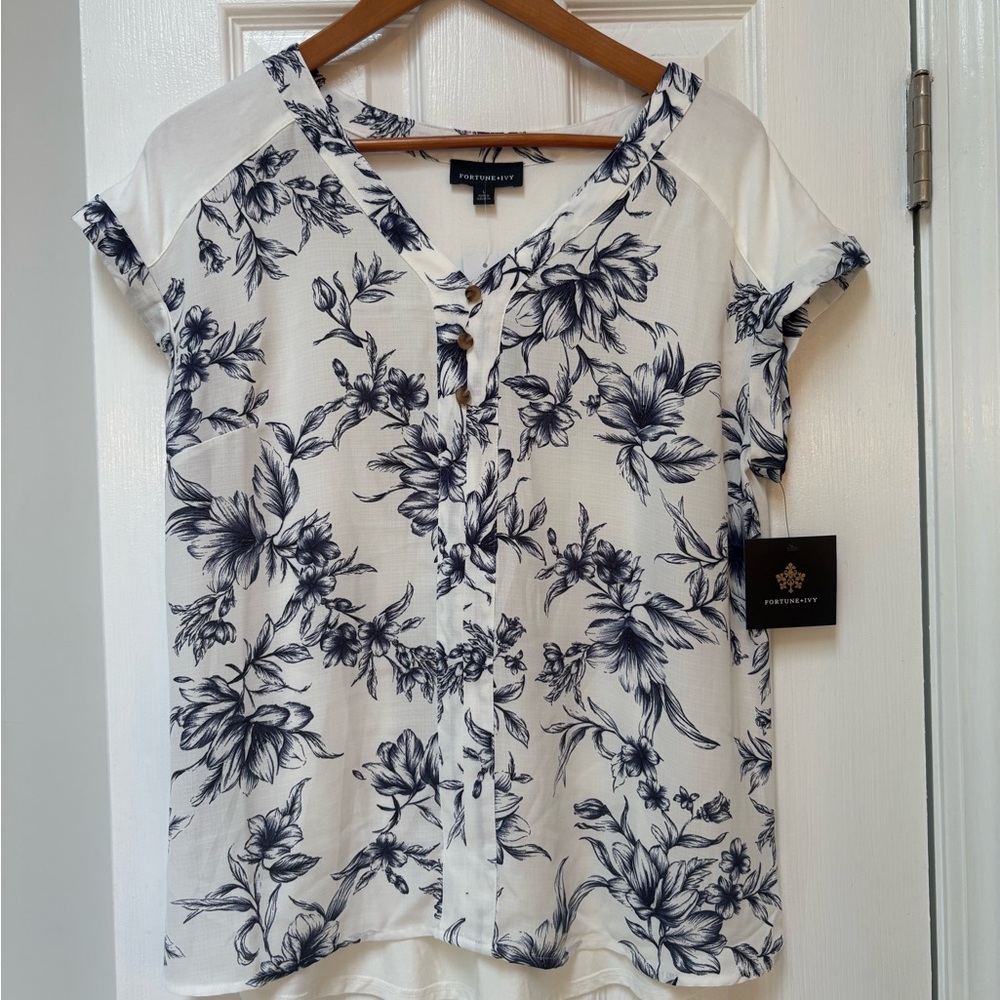 White and Blue Blouse